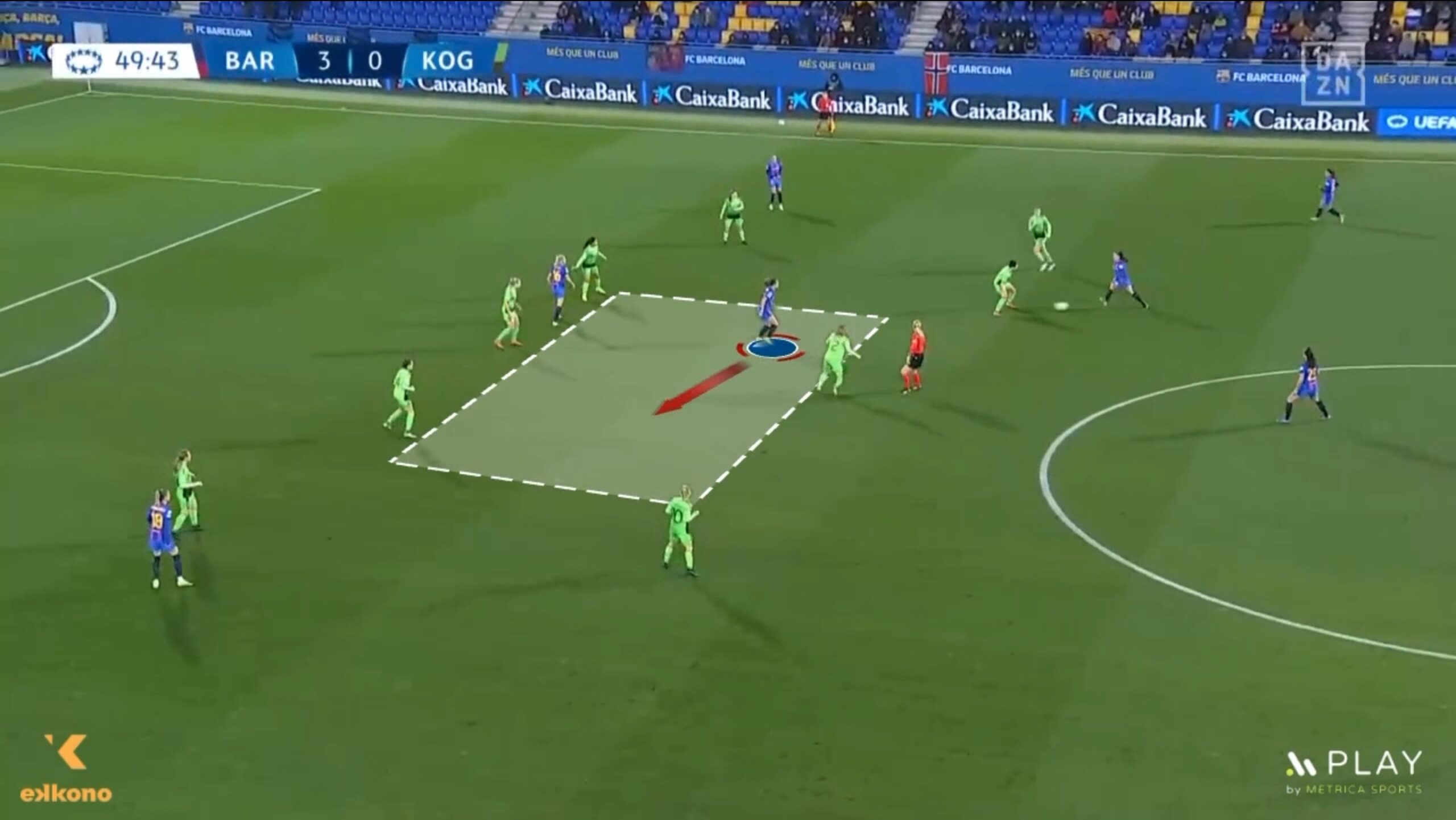 Alexia – 2. Alexia percepcion y control a espacio libre Alexia Putellas (FC Barcelona) has the ability to find the free space in the pockets and guide the first touch towards the empty spaces