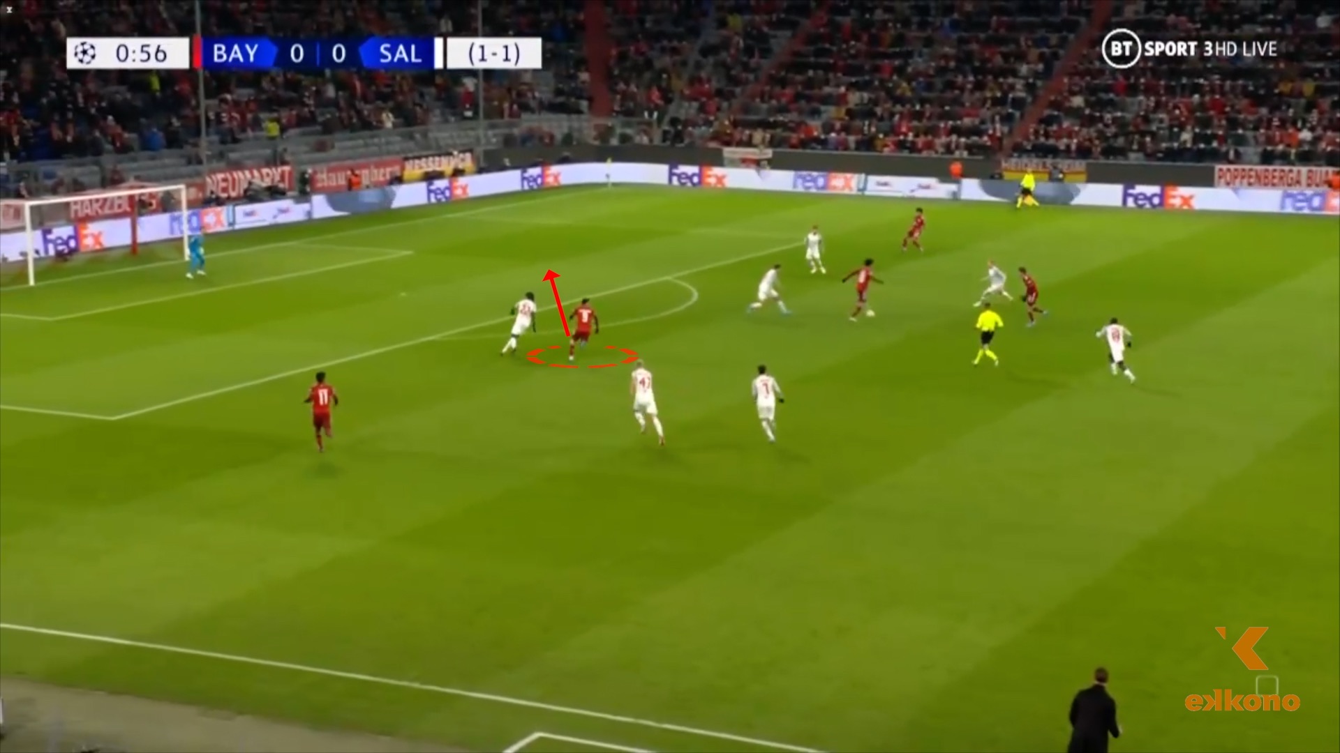 攻撃的なトランジションにおいて、ナーゲルスマンは選手に足元でのサポートを提供することと、スペースを攻撃することを求めます。