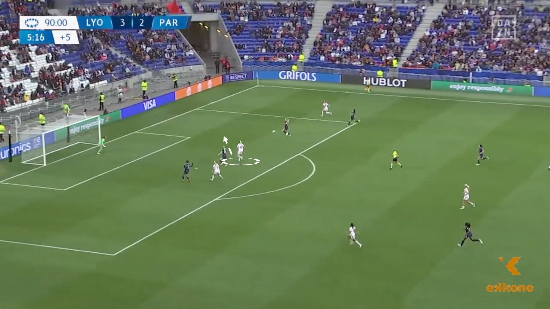 クロスの状況でボールを攻撃する前に、ヘーゲルベルグはストライカーの個々の基本原則を適用してフェイントランを行います。