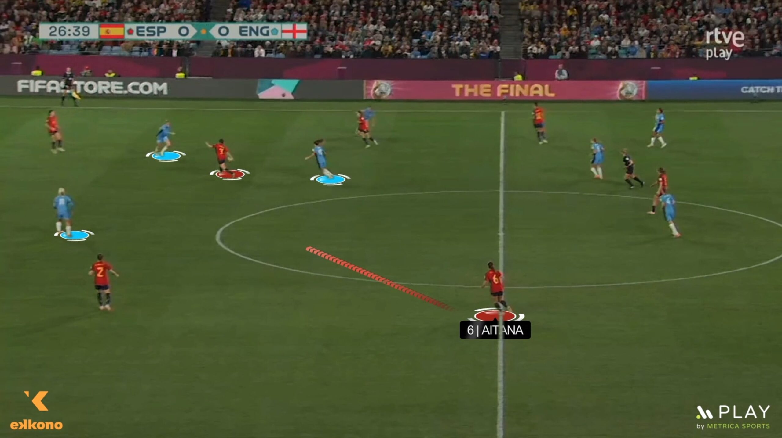 Aitana – 4. Adjust depth Aitana Bonmatí mastering the game. She understands perfectly how to adjust her distance based on whether the ball possessor is being pressed or has time