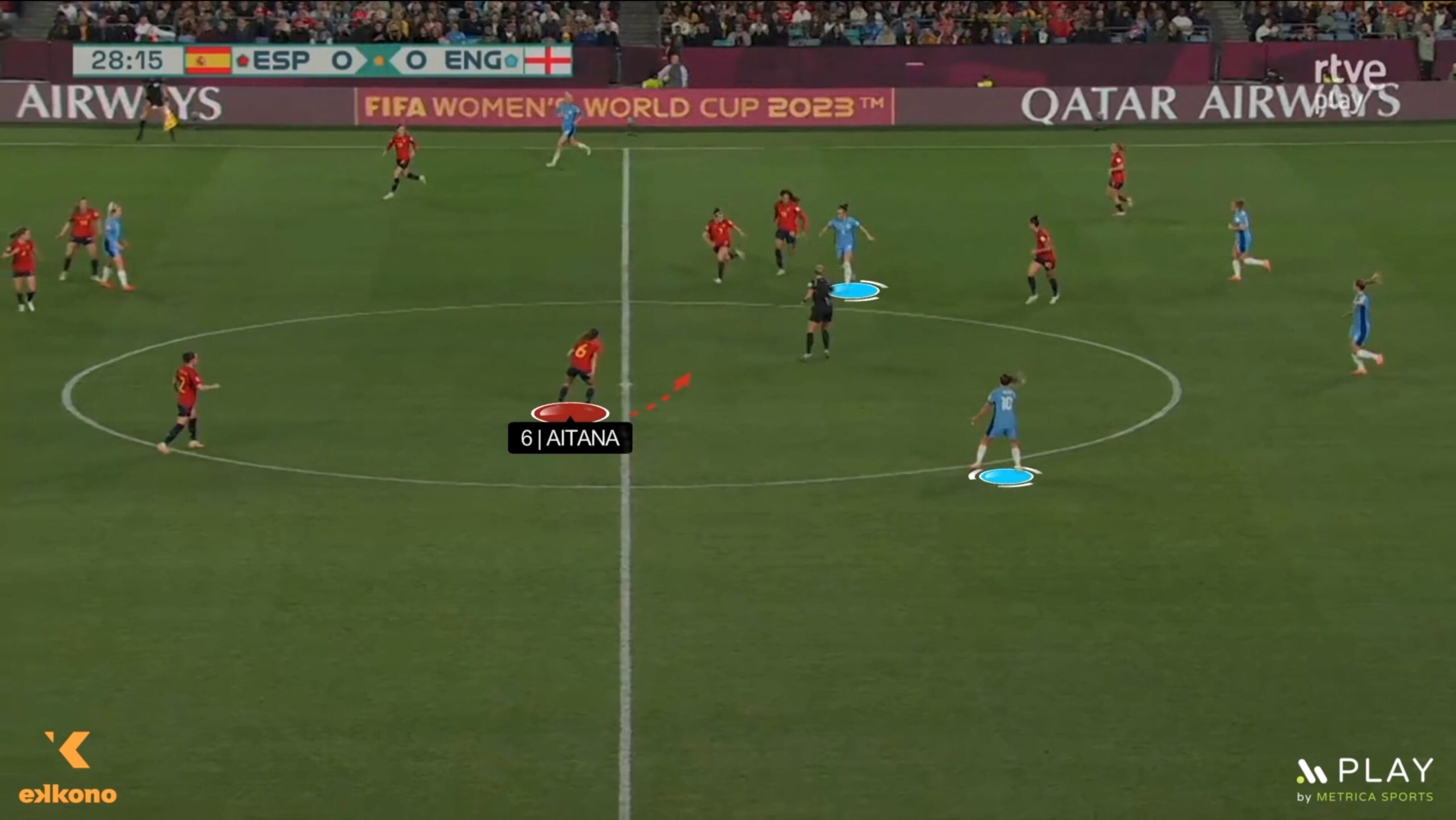 Aitana – X. Defensive Understanding Aitana Bonmatí mastering the game not only in the offensive phase but also defending. She is smart to read passing lines and track opponents to recover the ball